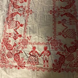 Vintage embroidered folk art tablecloth